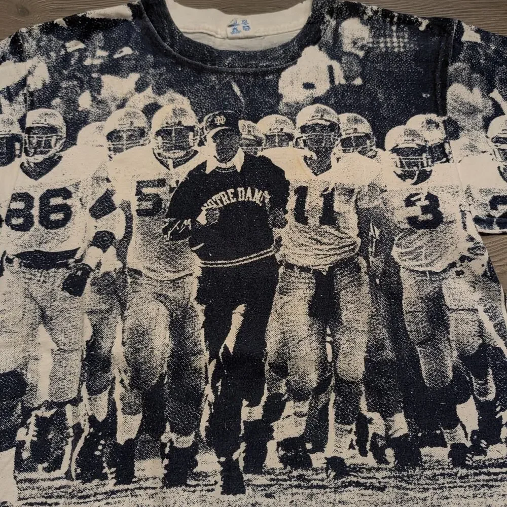 AOP 80's Notre Dame Football Champion T shirt - Picture 3 of 5